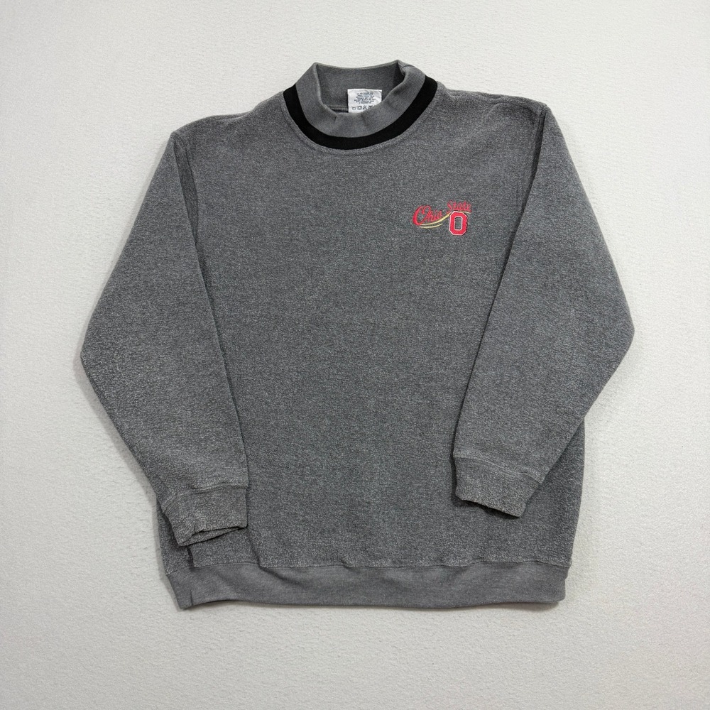 Vintage Lee Sport Ohio State Buckeyes Sweatshirt Size Large Gray Mock Neck OSU